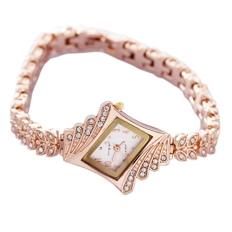 Feida Montre Women Watches Lady Women's Quartz Rhinestone Crystal Wrist Watch Rhombus & 2
