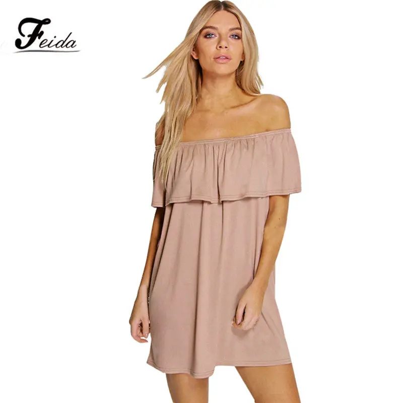 Feida Off-Shoulder Flounced Dress – Feminine Evening Dress in Plus Sizes