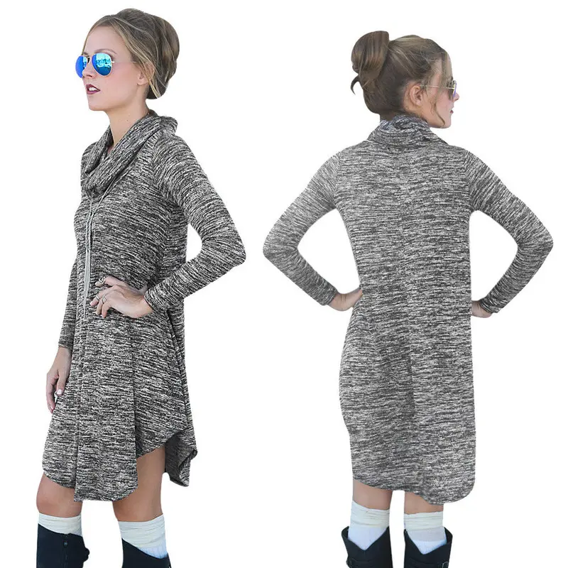 Feida Office Dress Dress Women Long Sleeve Knit Jumper Pullover Sweater Dress Vestido 1