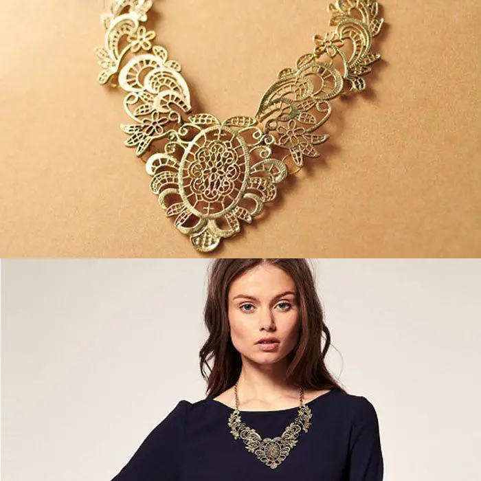 Feida Retro Women's Lady Lace Metal Chain Necklace Choker Collar 1