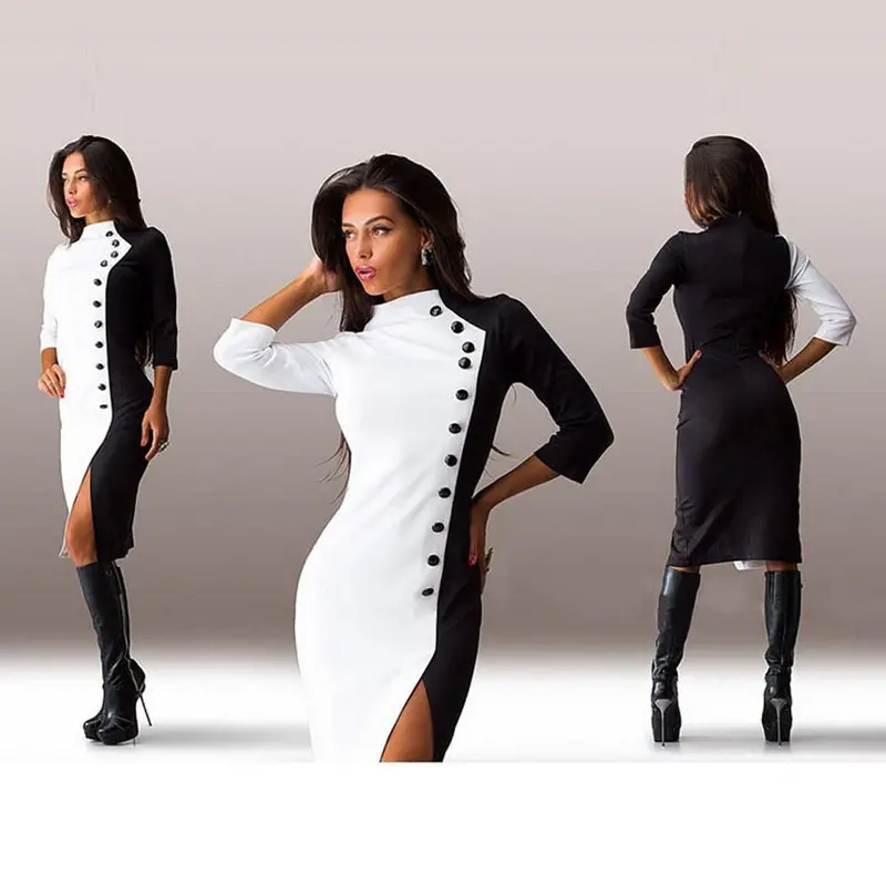 Feida Robe Style Sexy Womens Bodycon Seven Sleeve Sexy Dresses Party Night Club Dress 5