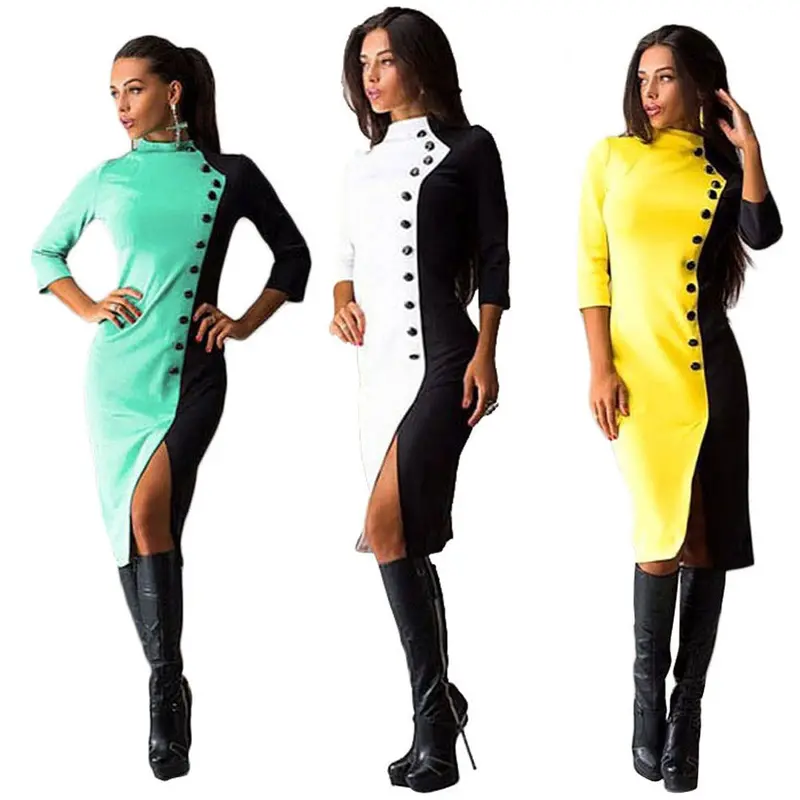 Feida Robe Style Sexy Womens Bodycon Seven Sleeve Sexy Dresses Party Night Club Dress 5