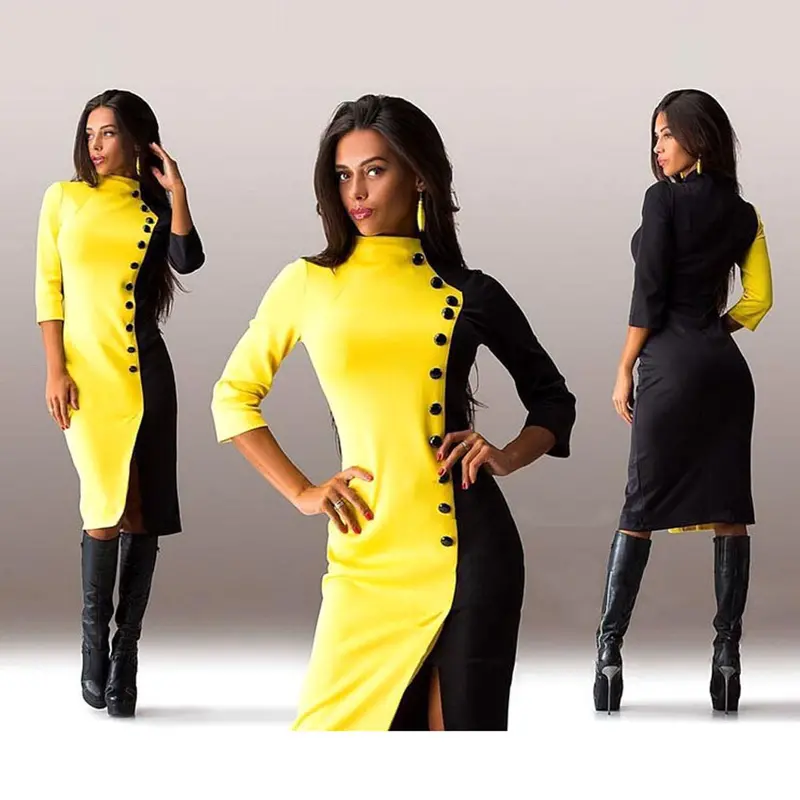 Feida Robe Style Sexy Womens Bodycon Seven Sleeve Sexy Dresses Party Night Club Dress 9