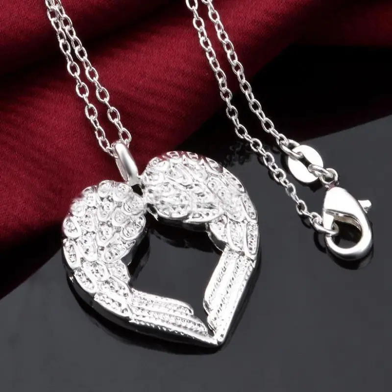 Feida Sale Women Silver Angel Wing Heart Pendant Necklace Jewelry 2