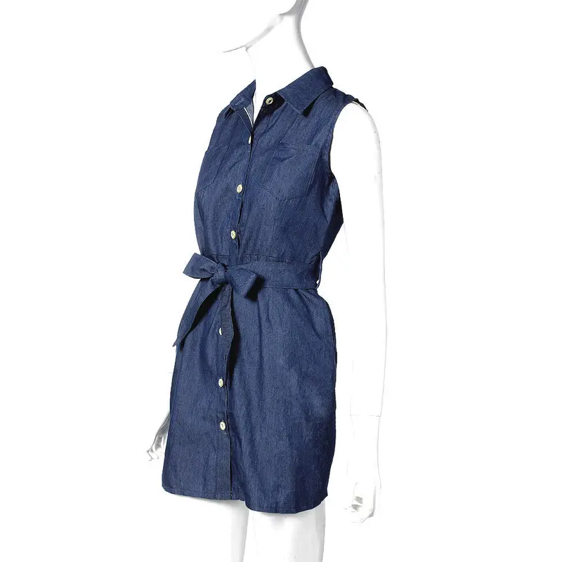 Feida Sexy Romper Sleeveless Bodysuit Denim Dress Vestidos 4