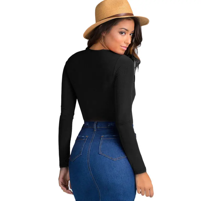 Feida Sexy Rompers Womens Jumpsuit Long Sleeve Lace Up Bandage Bodysuit Crop Top Jumpsuit Combinaison 9