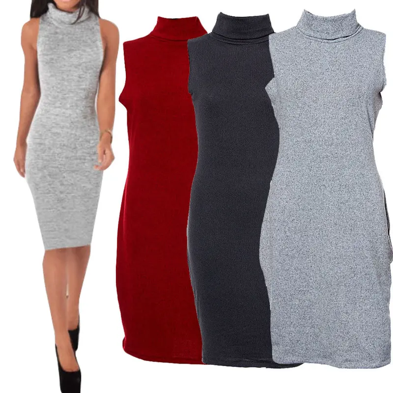 Feida Stretch Sleeveless Women Knit Bodycon Midi Dress Dress Patch Suitable Office Dress Women 7