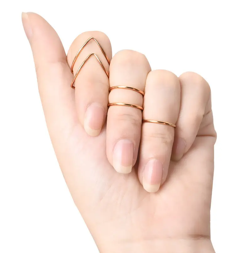 Feida Style Women Black Gold Silver Above Band Midi Knuckle Ring 5Pcs Fast Shipping 1
