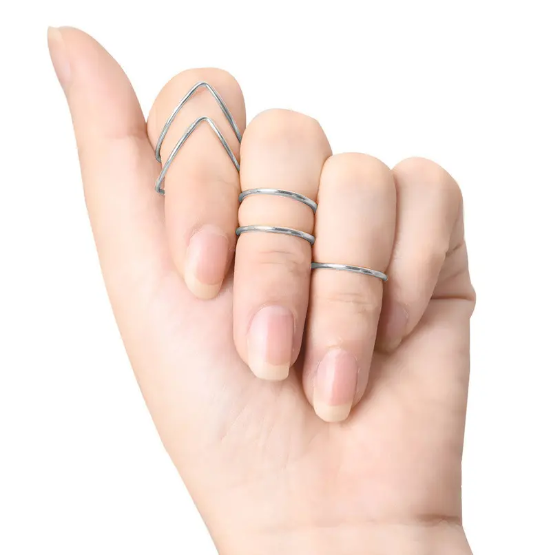 Feida Style Women Black Gold Silver Above Band Midi Knuckle Ring 5Pcs Fast Shipping 3