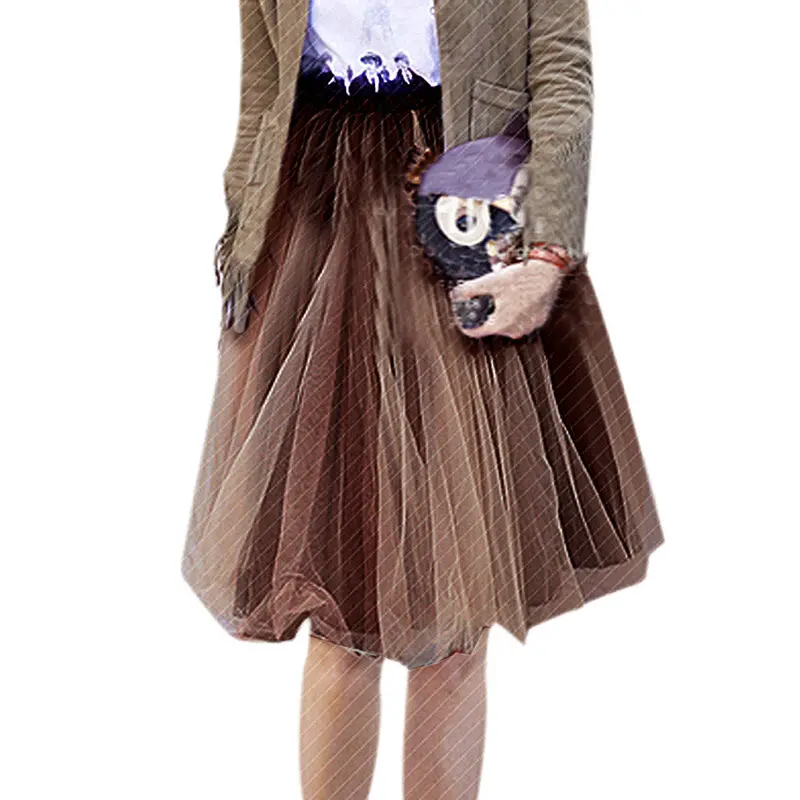 Feida Style Women Yarn All-Match Puff Skirt Midi Skirt Clothing Plus Size 1