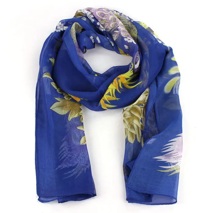 Feida Super Scarfs Women Peacock Plum Printed Soft Muffler Chiffon Scarf Wrap Shawl Neckerchief 1
