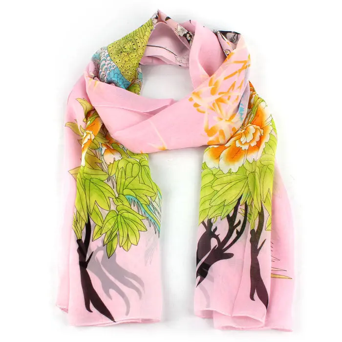 Feida Super Scarfs Women Peacock Plum Printed Soft Muffler Chiffon Scarf Wrap Shawl Neckerchief 3