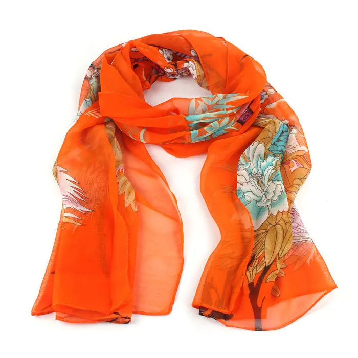 Feida Super Scarfs Women Peacock Plum Printed Soft Muffler Chiffon Scarf Wrap Shawl Neckerchief 5
