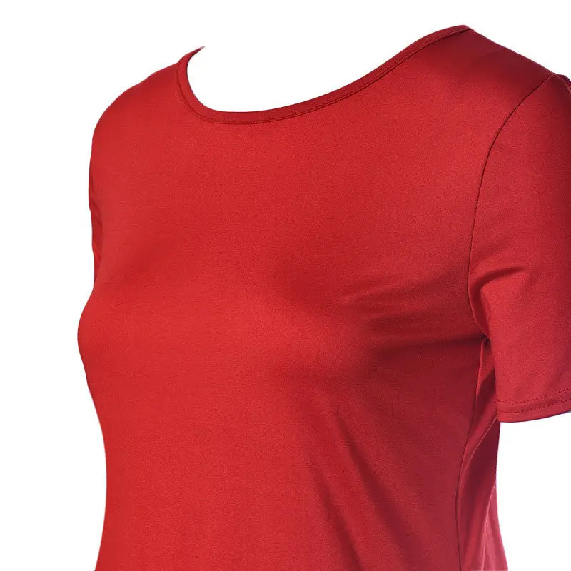Feida Super Sexy Women Tops Short Sleeve Side Slit Casual T Shirt Party Mini Dress Plus Size 9