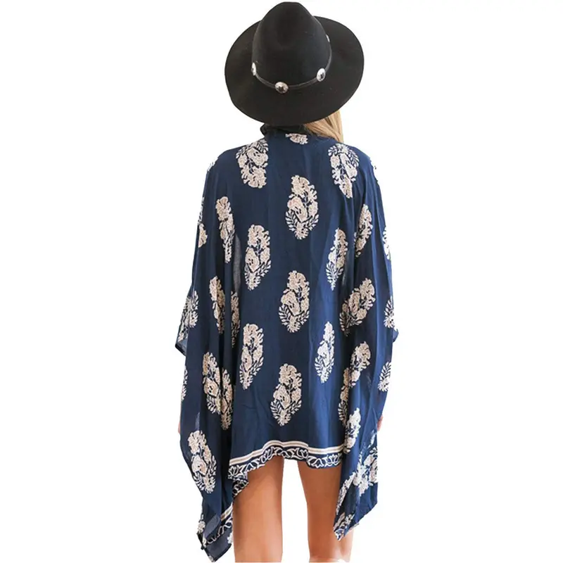 Feida Super Women Printed Kimono Cardigan Blouse Tops Beach Cover Up 2