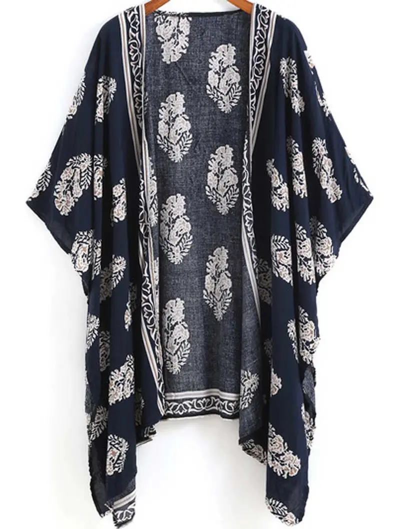 Feida Super Women Printed Kimono Cardigan Blouse Tops Beach Cover Up 3