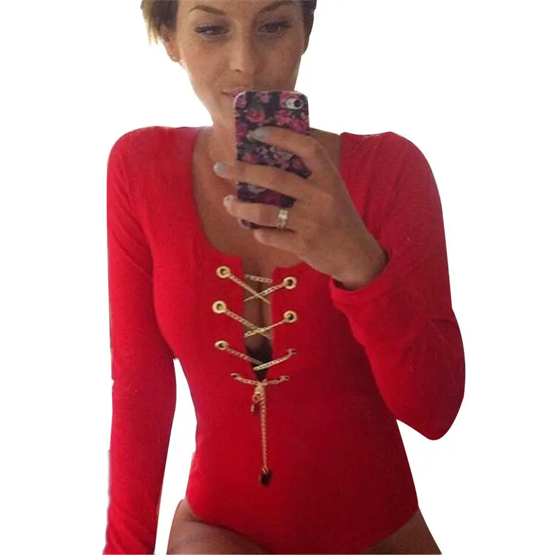 Feida Tie Up Top Jumpsuit Sexy Bodysuit Women Lace Up Tie Tops Ropmers Womens Jumpsuit Combinaison Feida 7
