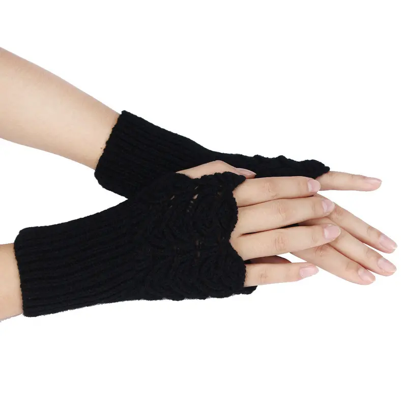 Feida Warm Brief Paragraph Knitting Half Fingerless Gloves Women Handschoenen 1