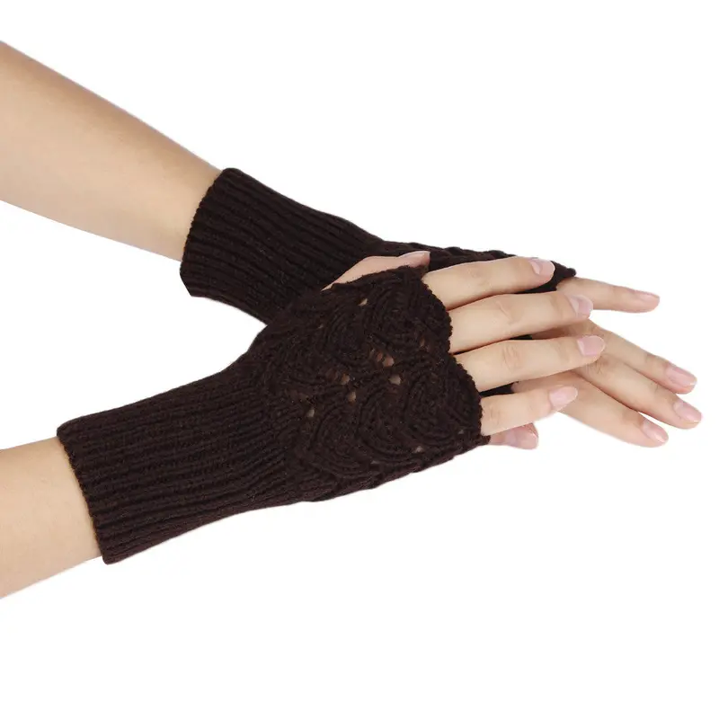 Feida Warm Brief Paragraph Knitting Half Fingerless Gloves Women Handschoenen 2