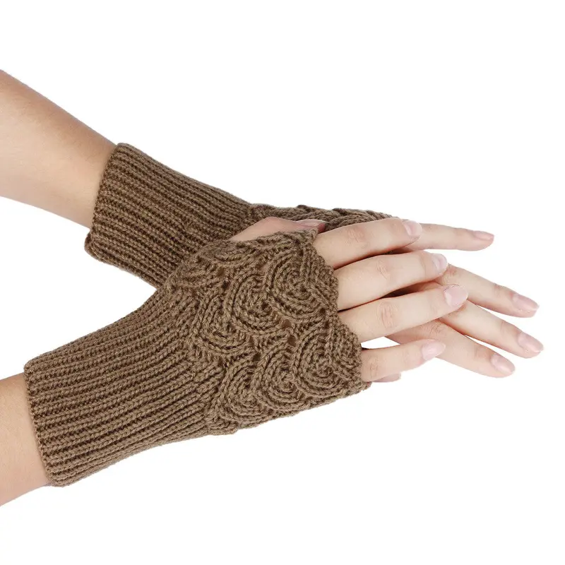 Feida Warm Brief Paragraph Knitting Half Fingerless Gloves Women Handschoenen 5