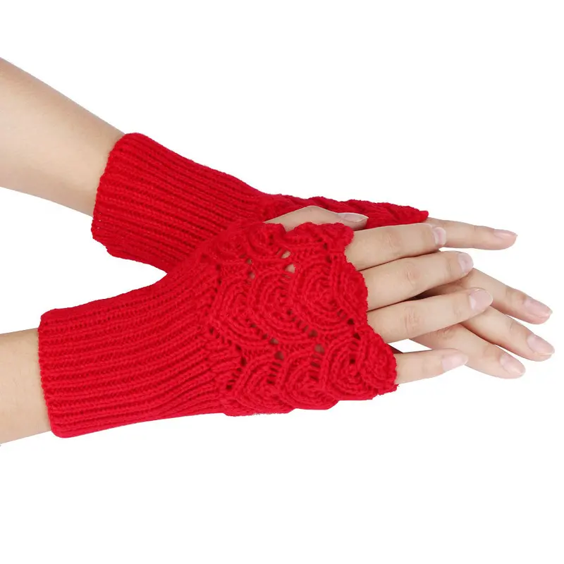Feida Warm Brief Paragraph Knitting Half Fingerless Gloves Women Handschoenen 6