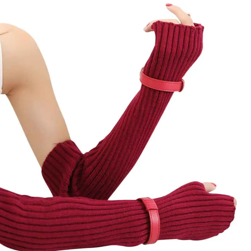 Feida Warm Wool Gloves Buckle Keyboard Leak Finger Knit Gloves 6
