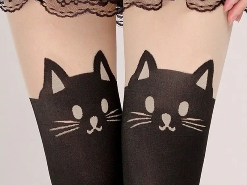 Feida Women Cute Cat Tail Leggings Catoon Stocking Sexy Sheer Pantyhose Stockings Long Sexy Stocking 1