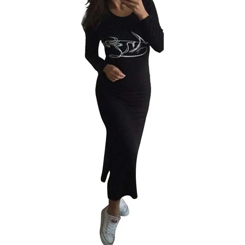 Feida Women Dresses Long Sleeve Casual Tunic Dress With Wings Cotton Slim Dress Vestidos Bandage Dress 3