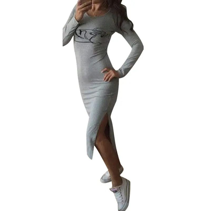 Feida Women Dresses Long Sleeve Casual Tunic Dress With Wings Cotton Slim Dress Vestidos Bandage Dress 4