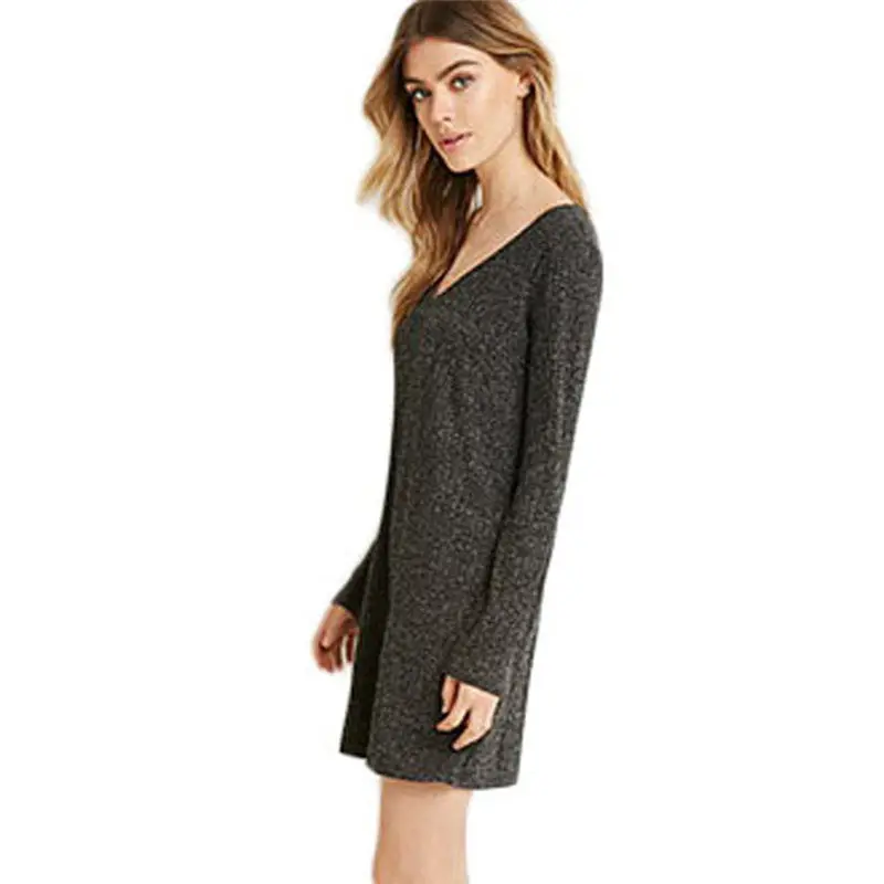 Feida Women Dresses Long Sleeve V-Neck Jumper Slim Knit Dress Plus Size Women Clothing Vestido Casual Dress 8