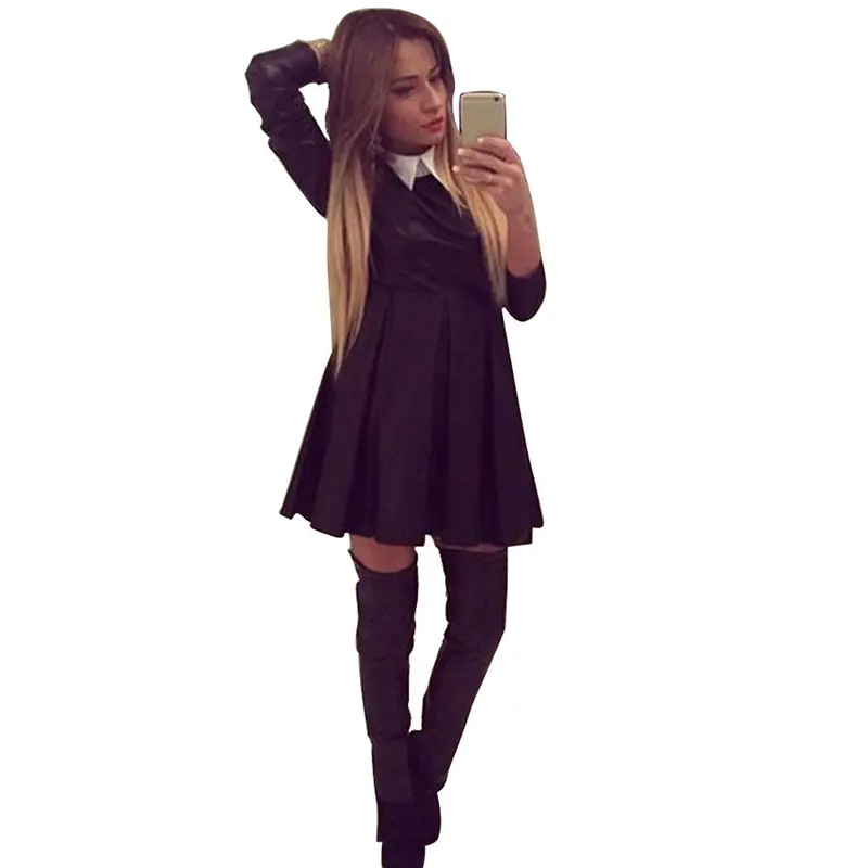 Feida Women Elegant Office Dress Black A-Line Casual Doll Dress Cute Vestido De Festa Curto 2