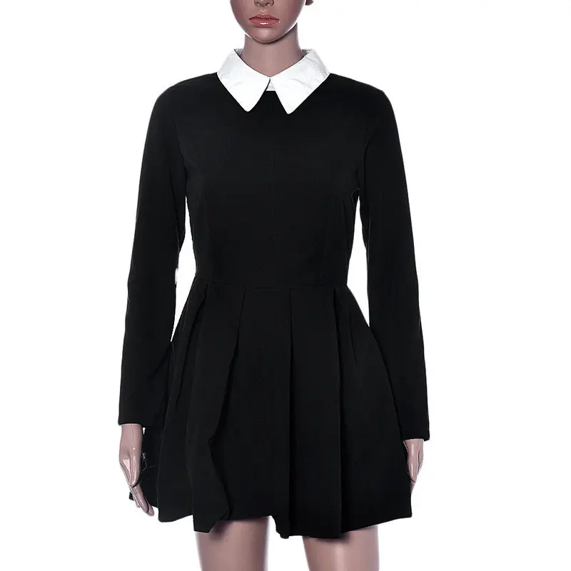Feida Women Elegant Office Dress Black A-Line Casual Doll Dress Cute Vestido De Festa Curto 4