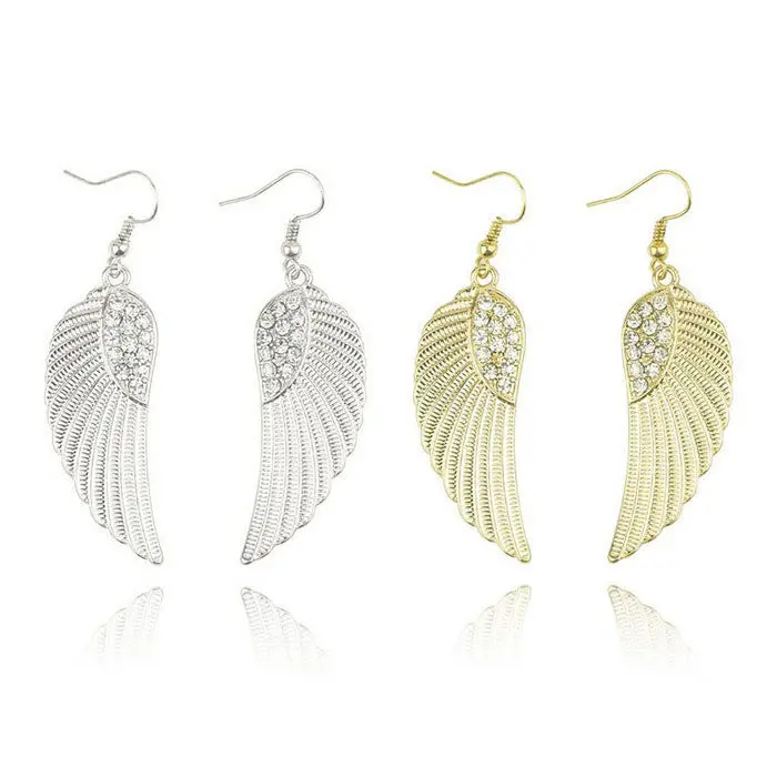 Feida Women Girls Jewelry Rhinestone Angel Wings Earrings & 1
