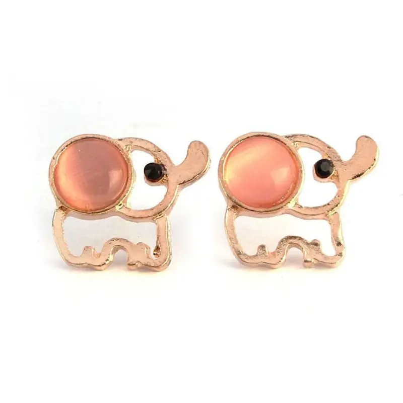 Feida Women Girls Lady Elephant Rhinestone Ear Earrings & 1