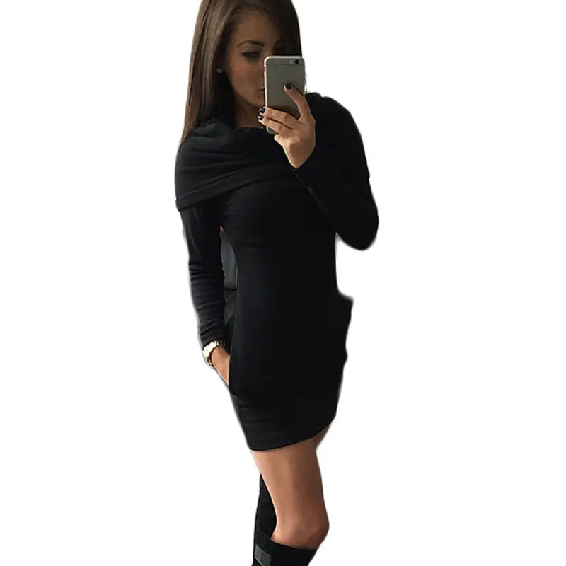 Feida Women Hooded Hoody Sweatshirt Bodycon Hoodies Pullover Dress Bodycon Dress 1