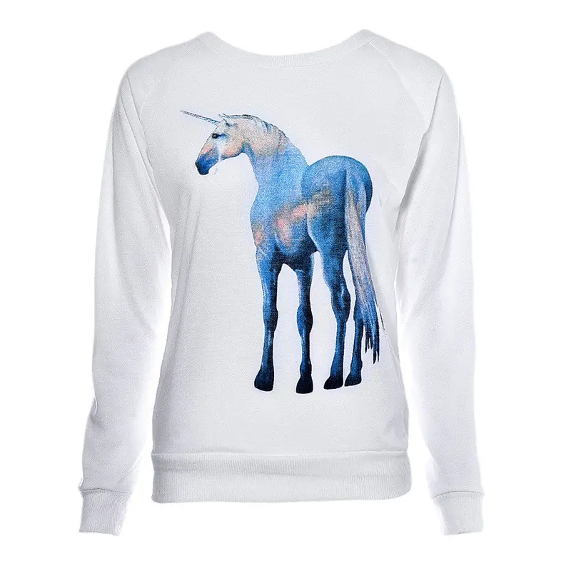 Feida Women Horse Pattern Print Loose Sweatshirt O- Neck Pullover Shirt Tops Europe Style Plus Size S-Xl 4