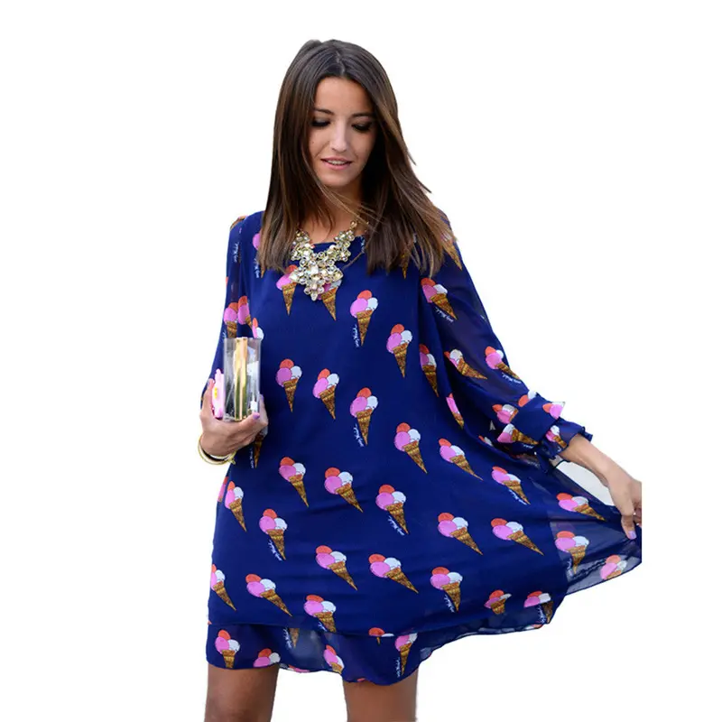Feida Women Long Sleeve Casual Printing Dress Plus Size Women Clothing Vestidos De Festa 1