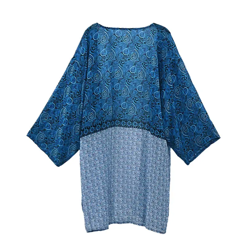 Feida Women National Style Printed Chiffon Shawl Kimono Cardigan Tops Cover Up Plus Size Women Clothing 3