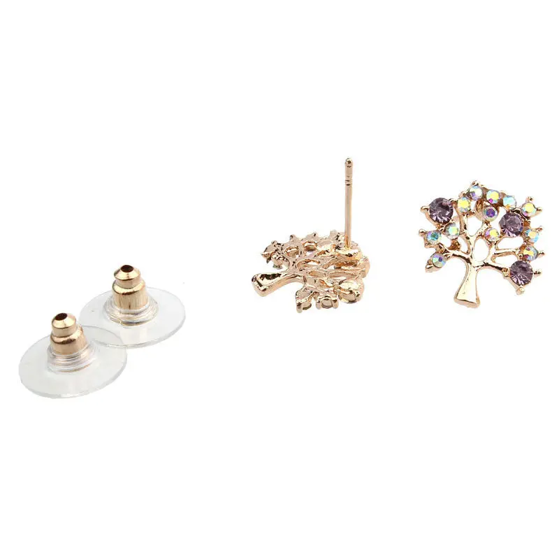 Feida Women Tree Shape Jewelry Color Rhinestone Earrings Ear Studs Jewelry & 2