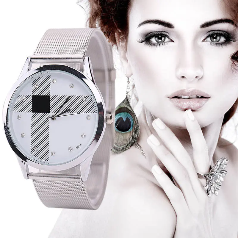 Feida Women Watches Silver Mesh Belt Watch Classic Quartz Stainless Steel Wrist Watch Montre 1