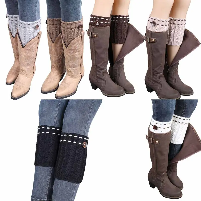 Feida Women's Acrylic Fibers Soft And Able Knitted Leg Warmers Boot Socks Cover 1