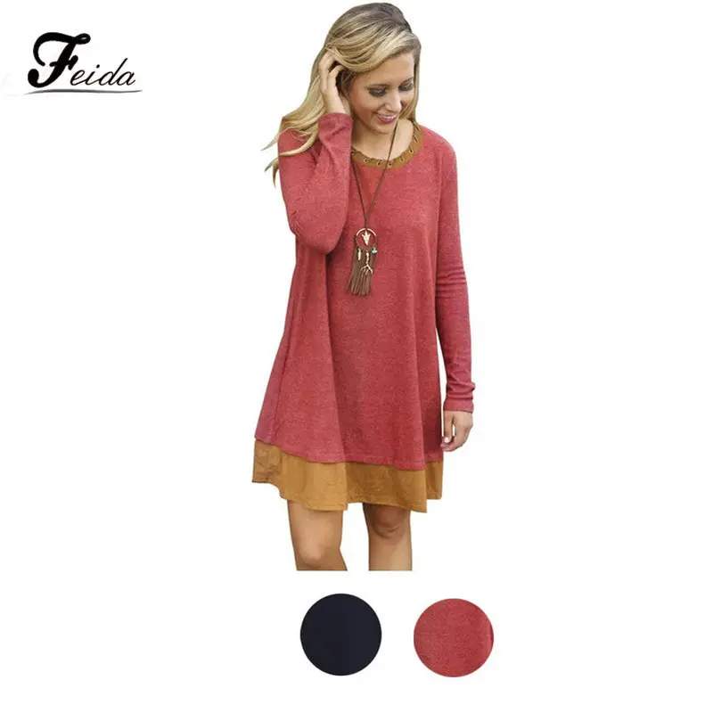 Feida Women's Dresses Personality Loose And Comfortable Long Sleeved Dress Plus Size 3
