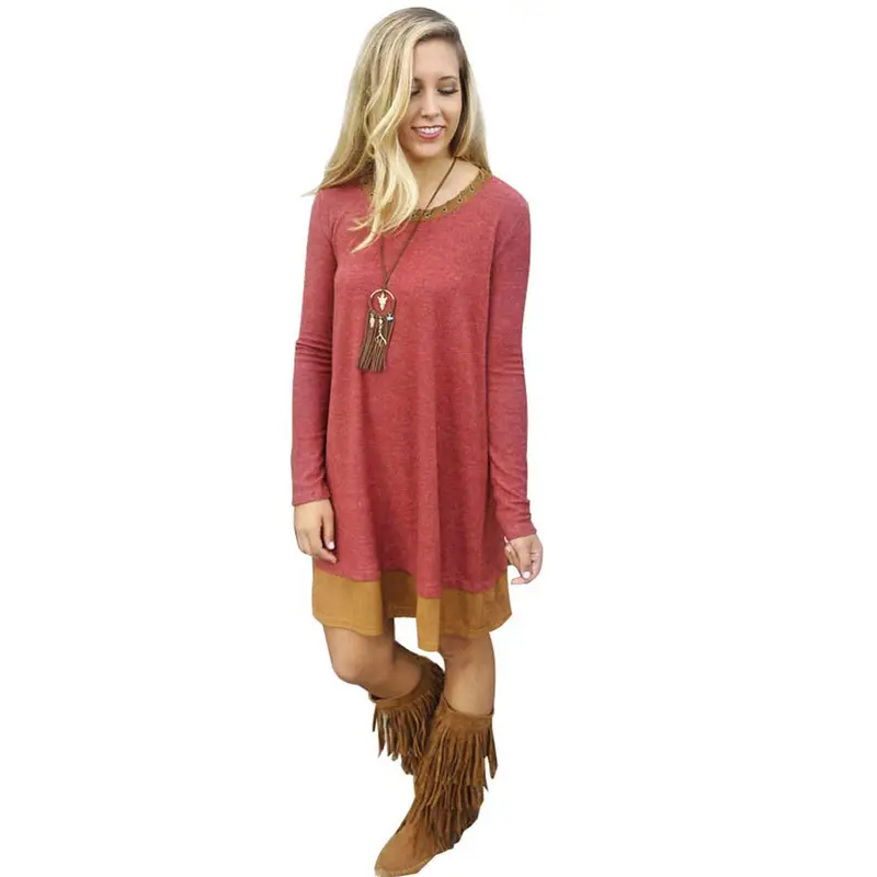 Feida Women's Dresses Personality Loose And Comfortable Long Sleeved Dress Plus Size 4