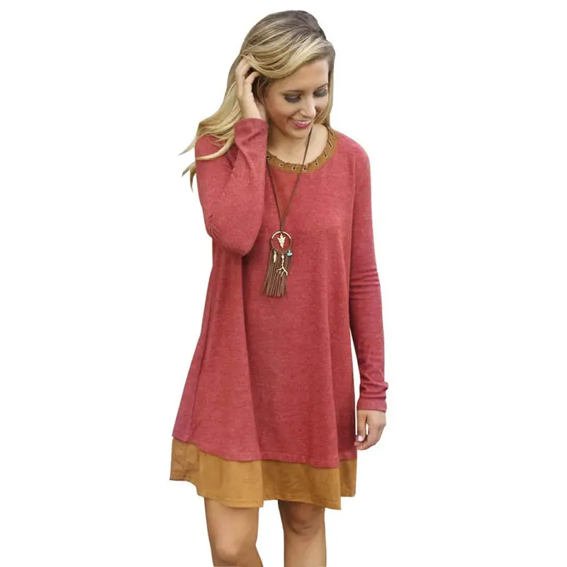Feida Women's Dresses Personality Loose And Comfortable Long Sleeved Dress Plus Size 5