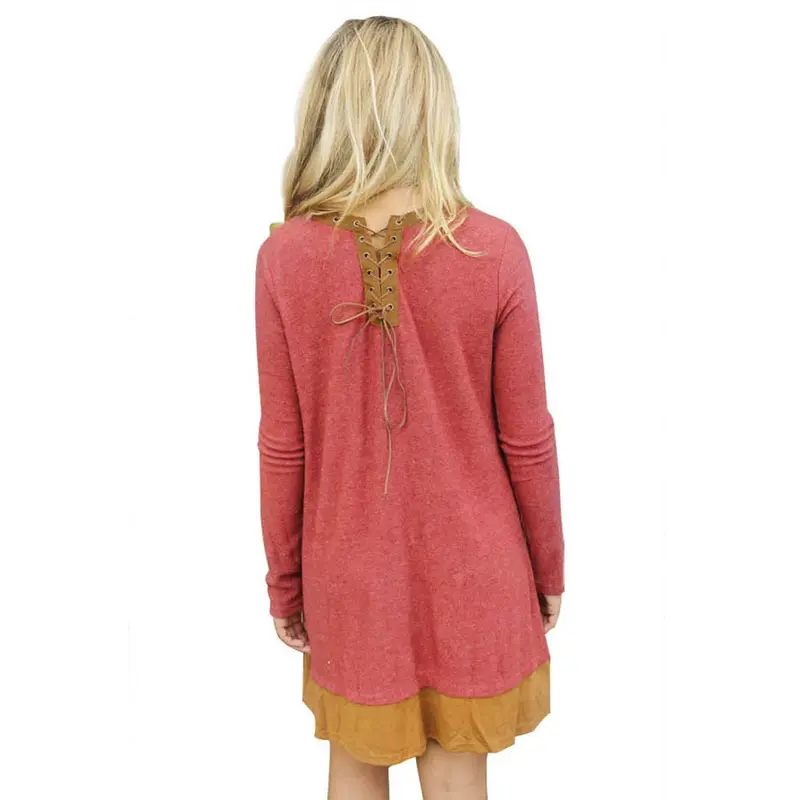 Feida Women's Dresses Personality Loose And Comfortable Long Sleeved Dress Plus Size 6