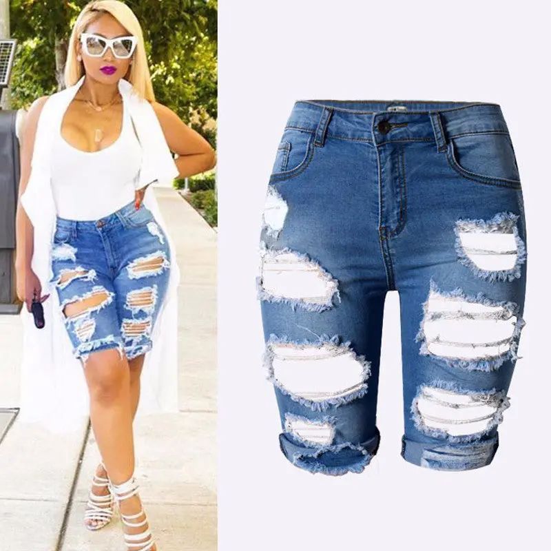 Femme Shorts Women High Waist Shorts Ripped Short Jeans Woman Denim Shorts Pantalones Cortos Mujer 1