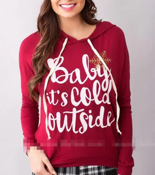 Festive Letter-Print Christmas Hoodie – Cozy Women’s Pullover Sweatshirt