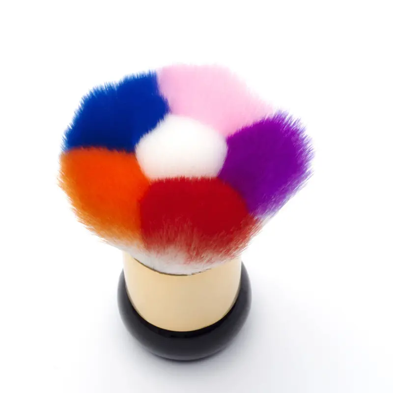 Fiber Hair Nail Dust Brush Rainbow Color Nail Art Dust Remover Brush Makeup Foundation Powder Brush 1