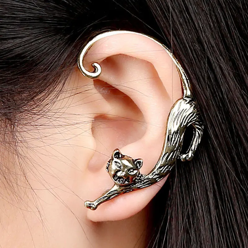 Fine Jewelry Animal Gothic Punk Temptation Cat Bite Ear Cuff Wrap Earring Earrings For Women Feida 1