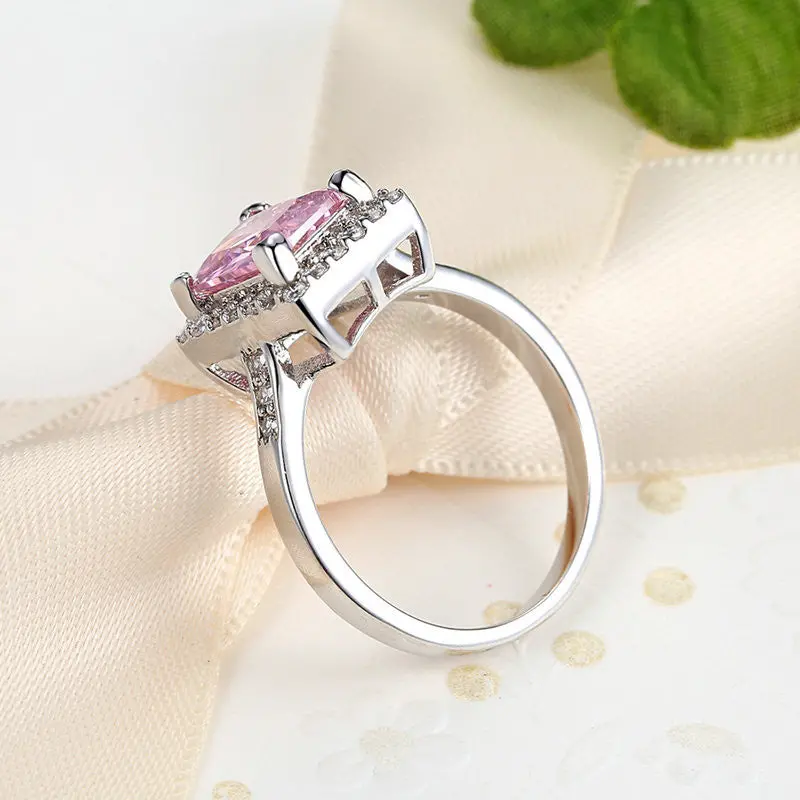 Finger Ring Pink Big Stone Square Cutting Ring Size 7 8 For Anillos R182 2
